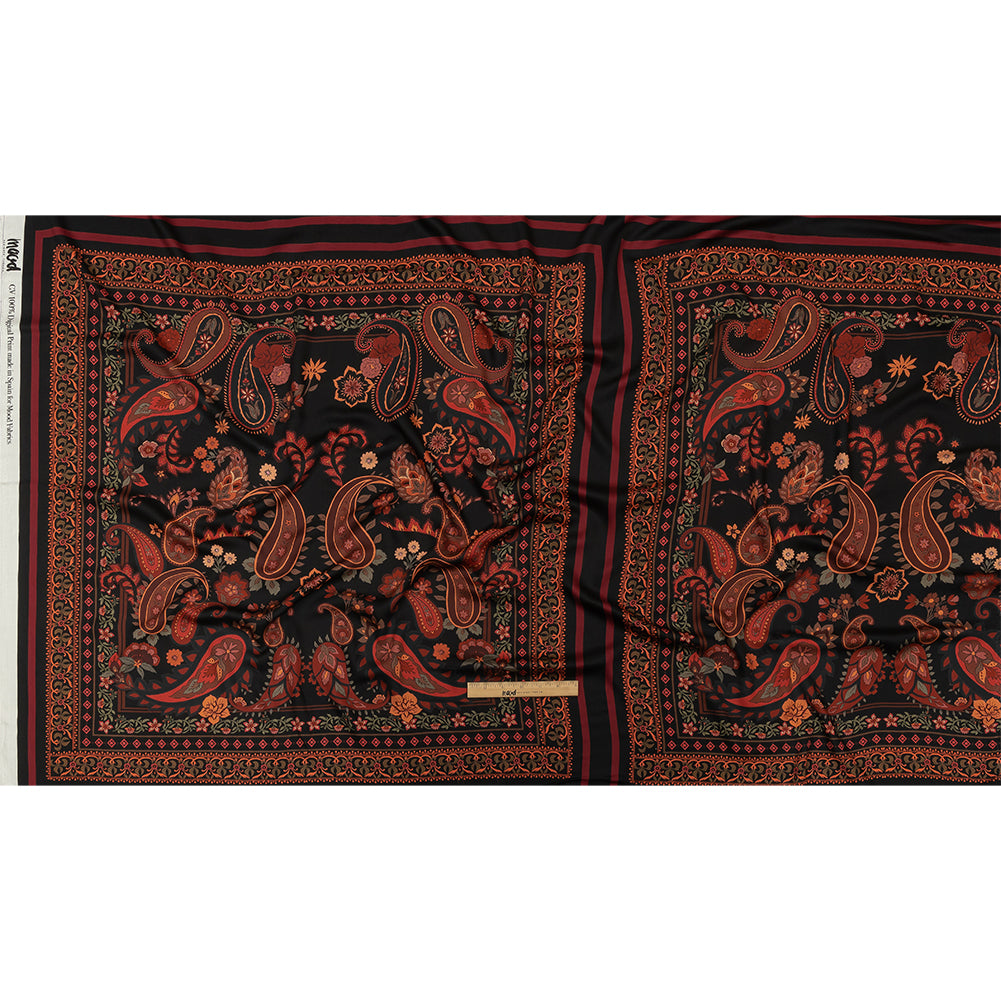 Rayon Challis - Black and Red Paisley - Kaleidoscope Dreams Print - Mood Exclusive Rockland Collection - Full