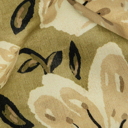 Stretch Cotton Sateen - Light Green Painterly Floral - Green Wildflower Walk Print - Mood Exclusive Rockland Collection