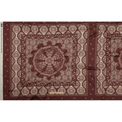 Stretch Cotton Sateen - Beige and Burgundy Paisley - Impressions in Time Print - Mood Exclusive Rockland Collection
