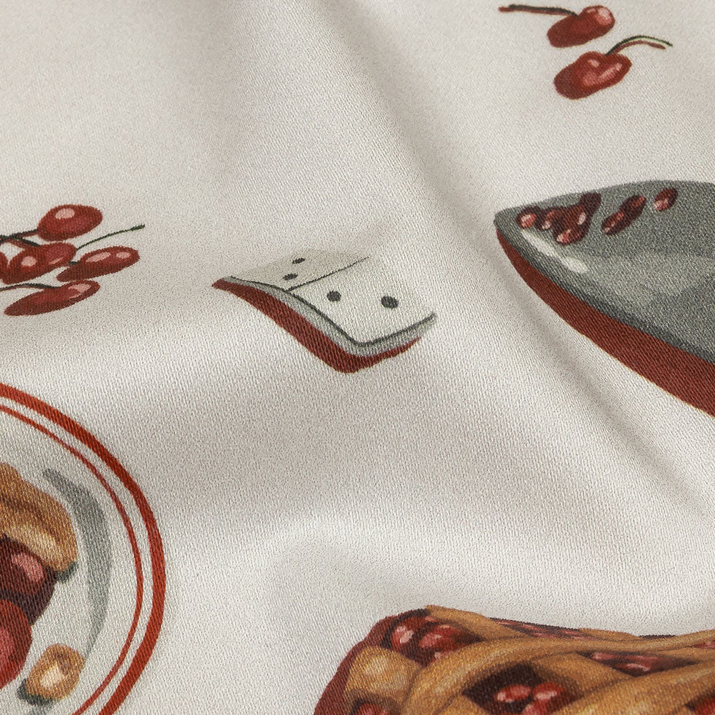 Stretch Cotton Sateen - White Cherry Pies - Baked Fresh Print - Mood Exclusive Rockland Collection