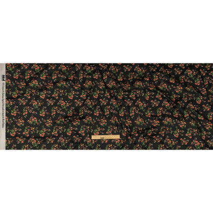 Stretch Cotton Sateen - Black and Pink Floral - Mason Jar Bouquet Print - Mood Exclusive Rockland Collection