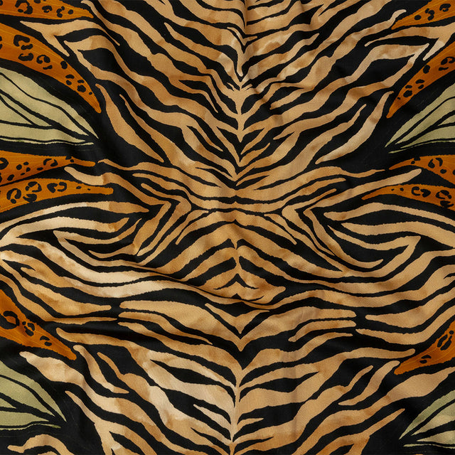 Stretch Cotton Sateen - Beige and Black Wings and Tiger Stripes - Wild Wonders Print - Mood Exclusive Rockland Collection