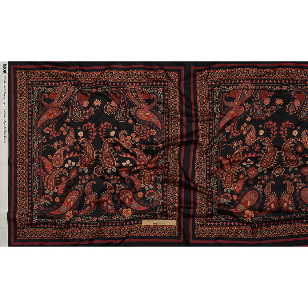Stretch Cotton Sateen - Black and Red Paisley - Kaleidoscope Dreams Print - Mood Exclusive Rockland Collection - Full