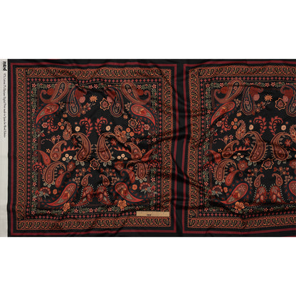 Stretch Cotton Sateen - Black and Red Paisley - Kaleidoscope Dreams Print - Mood Exclusive Rockland Collection