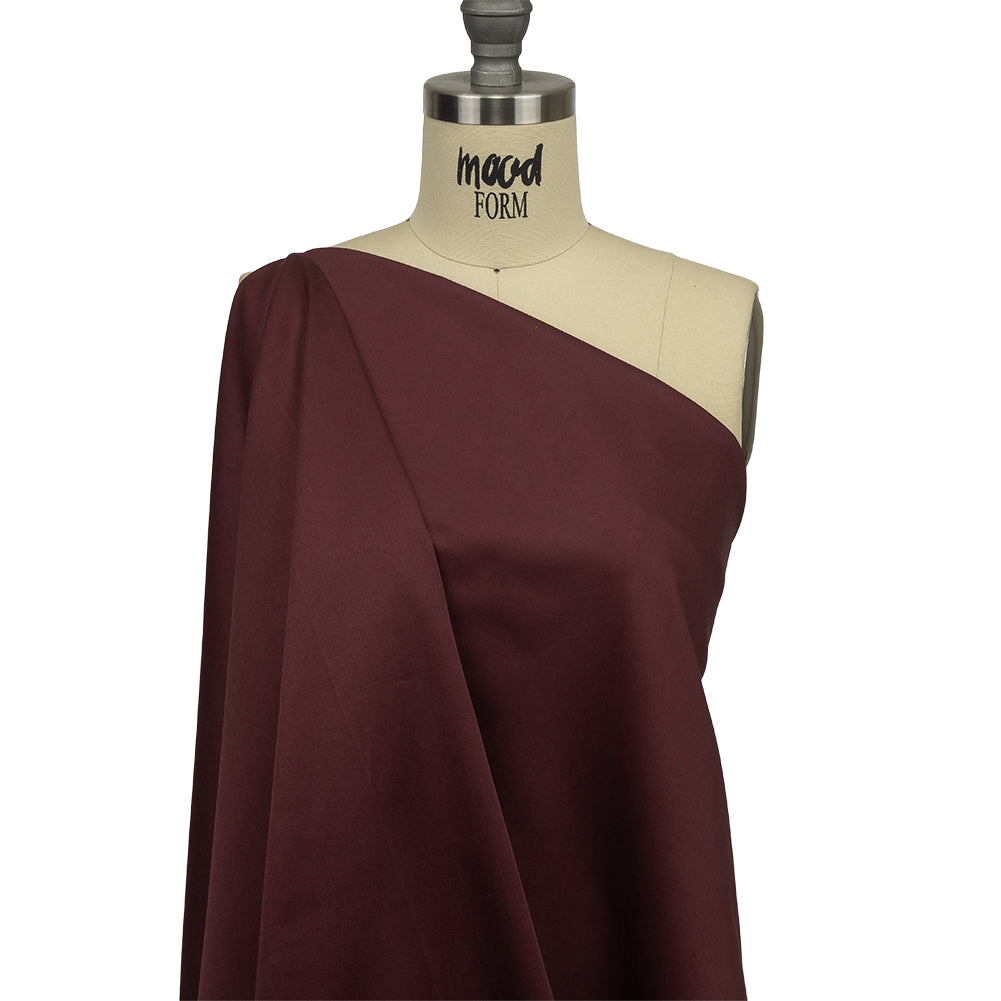 Stretch Cotton Sateen - Burgundy - Mood Exclusive Carlos Collection - Drape