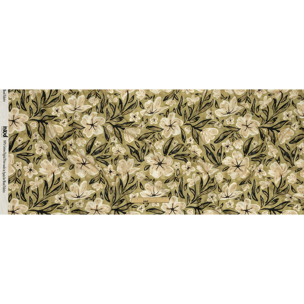 Cotton Voile - Light Green Painterly Floral - Wildflower Walk Print - Mood Exclusive Rockland Collection