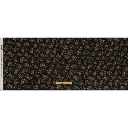 Cotton Voile - Black and Pink Floral - Mason Jar Bouquet Print - Mood Exclusive Rockland Collection
