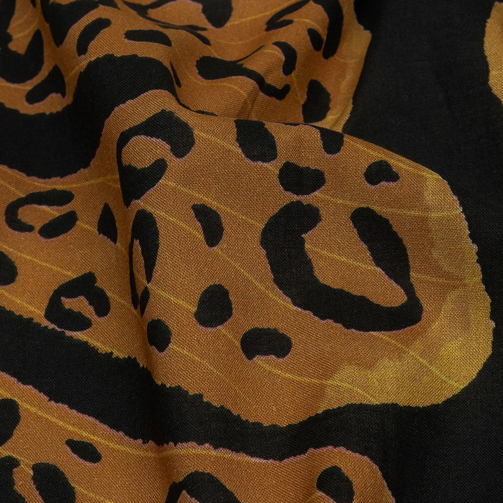 Cotton Voile - Beige and Black Wings and Tiger Stripes - Wild Wonders Print - Mood Exclusive Rockland Collection - Detail