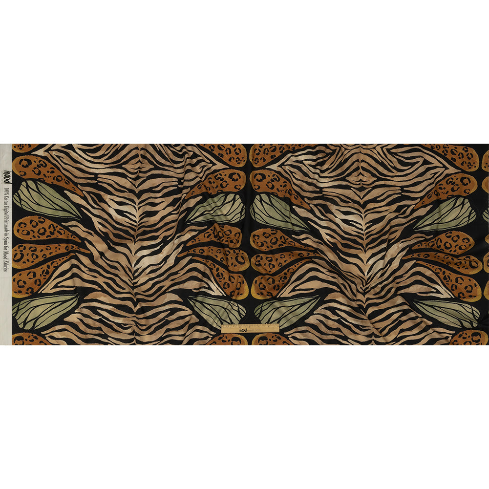Cotton Voile - Beige and Black Wings and Tiger Stripes - Wild Wonders Print - Mood Exclusive Rockland Collection - Full