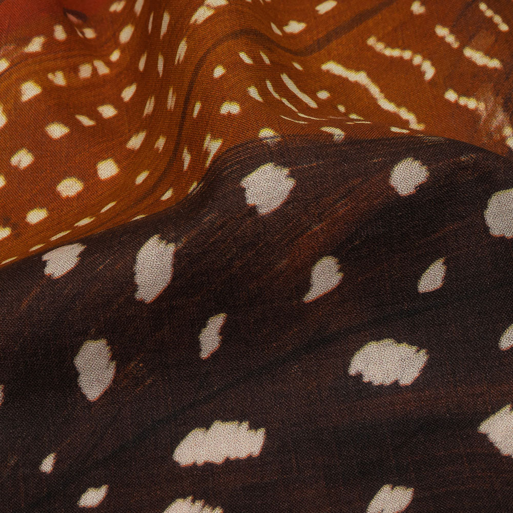 Cotton Voile - Brown and Orange Decorated Diagonal Stripes - Wind in Your Wings Print - Mood Exclusive Rockland Collection - Detail