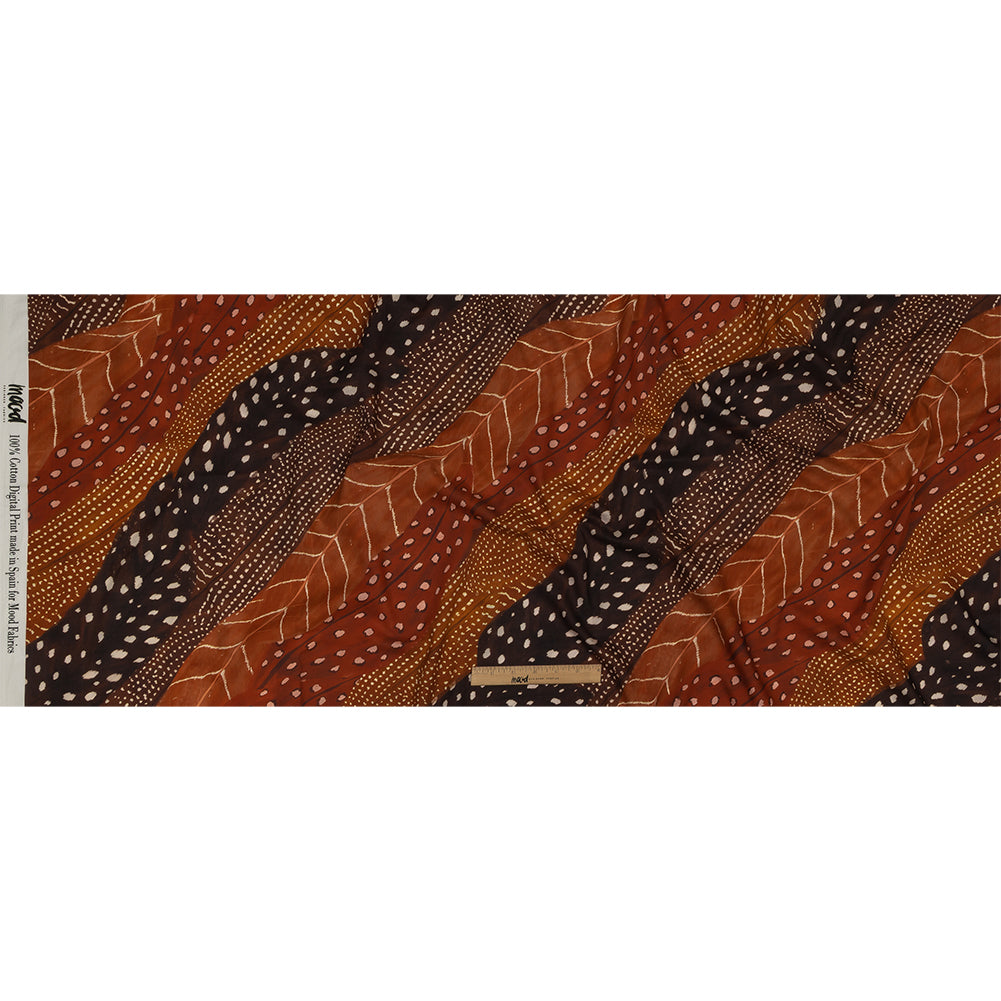 Cotton Voile - Brown and Orange Decorated Diagonal Stripes - Wind in Your Wings Print - Mood Exclusive Rockland Collection - Full