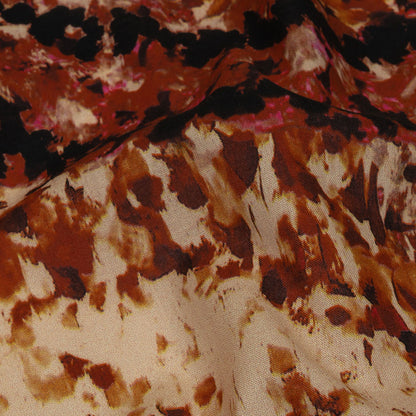 Cotton Voile - Beige and Orange Abstract - Summit Sketches Print - Mood Exclusive Rockland Collection