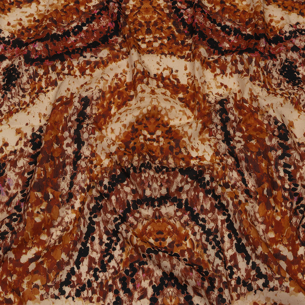 Cotton Voile - Beige and Orange Abstract - Summit Sketches Print - Mood Exclusive Rockland Collection