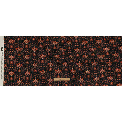 Linen and Rayon Woven - Black and Orange Floral - Watching the Fire Print - Mood Exclusive Rockland Collection