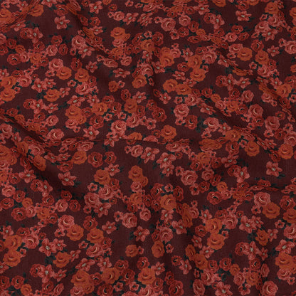 Linen and Rayon Woven - Red Floral - Rose Garden Romance Print - Mood Exclusive Rockland Collection