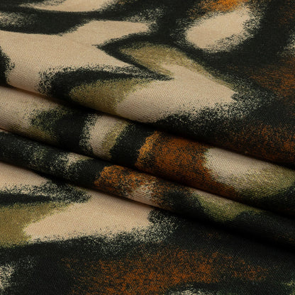 Linen and Rayon Woven - Black and Beige Abstract - From the Earth Print - Mood Exclusive Rockland Collection