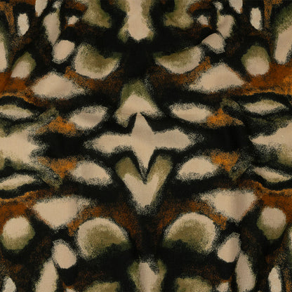Linen and Rayon Woven - Black and Beige Abstract - From the Earth Print - Mood Exclusive Rockland Collection