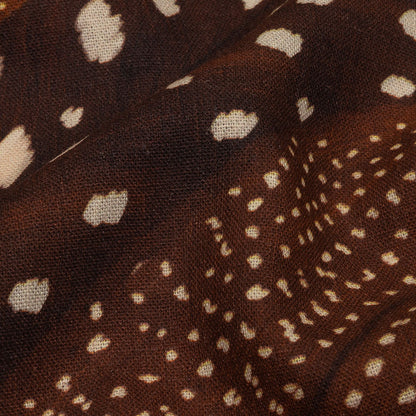 Linen and Rayon Woven - Brown and Orange Decorated Diagonal Stripes - Wind in Your Wings Print - Mood Exclusive Rockland Collection