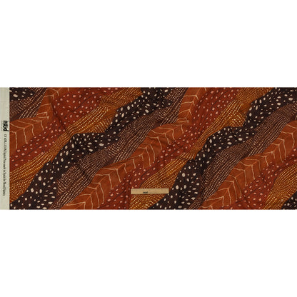 Linen and Rayon Woven - Brown and Orange Decorated Diagonal Stripes - Wind in Your Wings Print - Mood Exclusive Rockland Collection