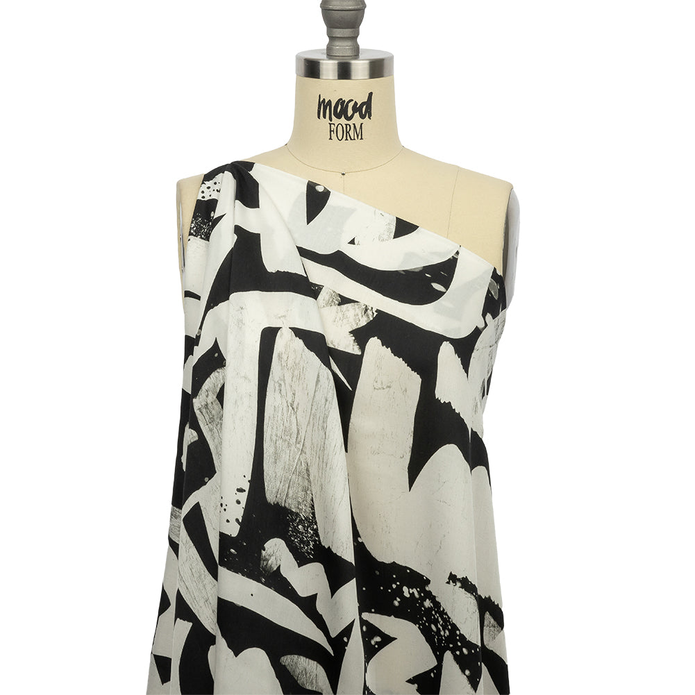 Rayon Challis - Black and White Graffiti Letters - Wall of Fame Print - Mood Exclusive Metro Collection - Drape
