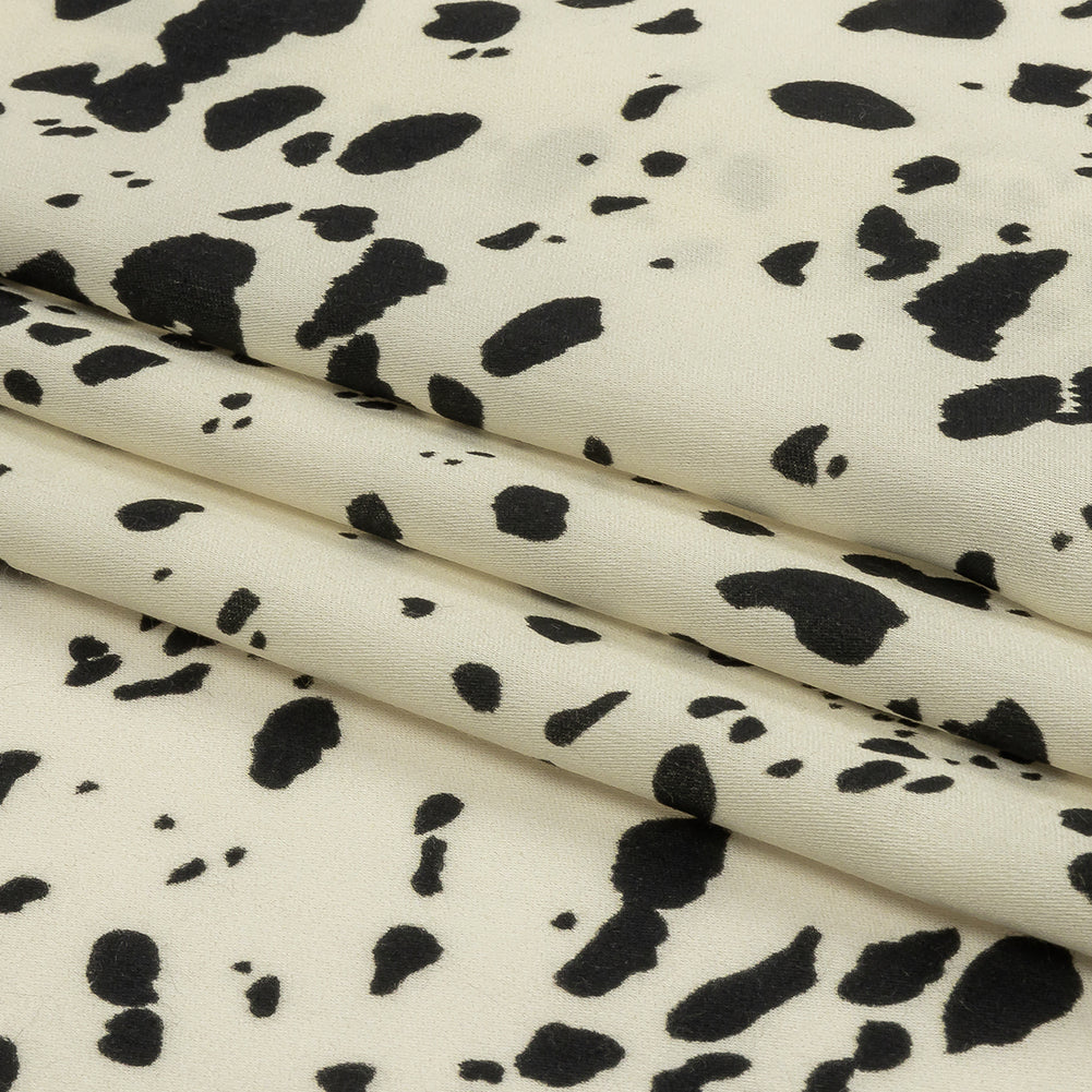 Rayon Challis - Black and White Dalmatian Spots - Fire Dogs Print - Mood Exclusive Metro Collection - Folded