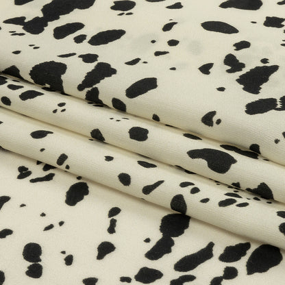 Rayon Challis - Black and White Dalmatian Spots - Fire Dogs Print - Mood Exclusive Metro Collection