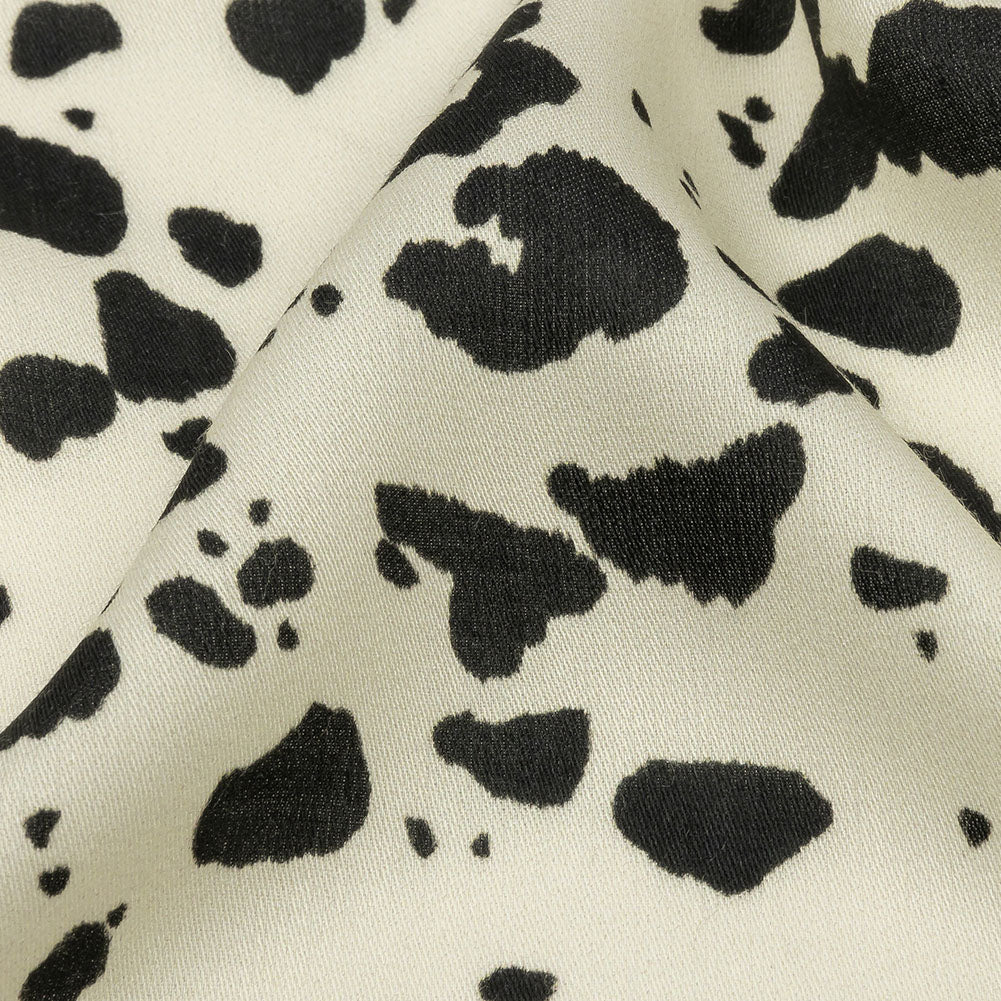 Rayon Challis - Black and White Dalmatian Spots - Fire Dogs Print - Mood Exclusive Metro Collection - Detail