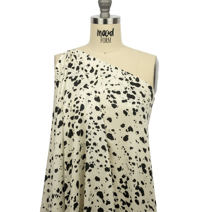 Rayon Challis - Black and White Dalmatian Spots - Fire Dogs Print - Mood Exclusive Metro Collection
