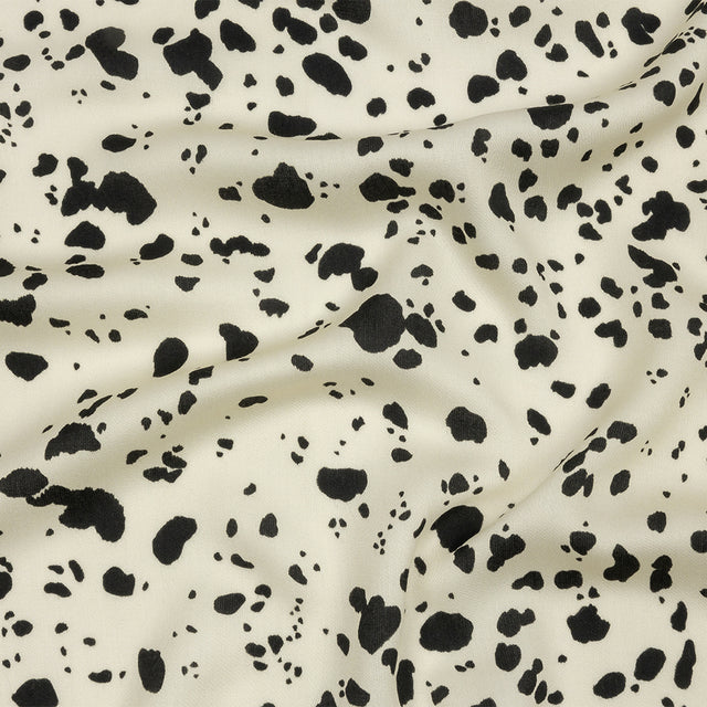 Rayon Challis - Black and White Dalmatian Spots - Fire Dogs Print - Mood Exclusive Metro Collection