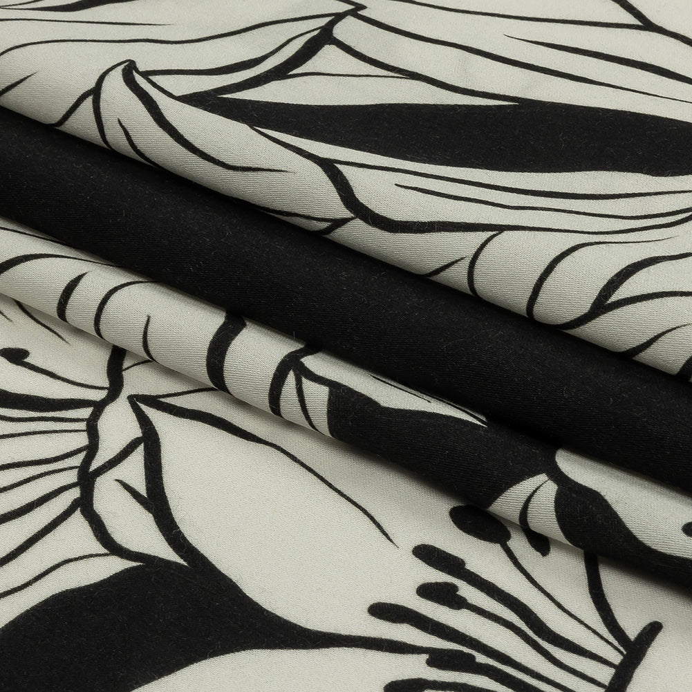 Rayon Challis - Black Floral - Central Park Spring Print - Mood Exclusive Metro Collection