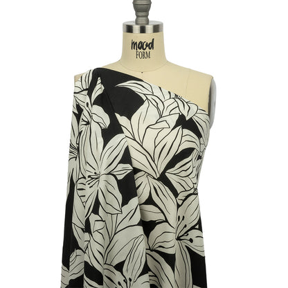 Rayon Challis - Black Floral - Central Park Spring Print - Mood Exclusive Metro Collection