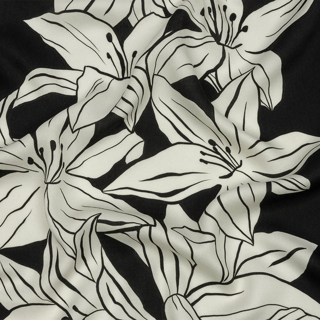 Rayon Challis - Black Floral - Central Park Spring Print - Mood Exclusive Metro Collection