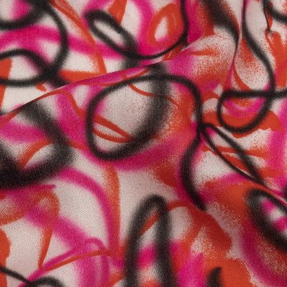 Rayon Challis - Pink Spraypaint Scribbles - Love Notorious Print - Mood Exclusive Metro Collection