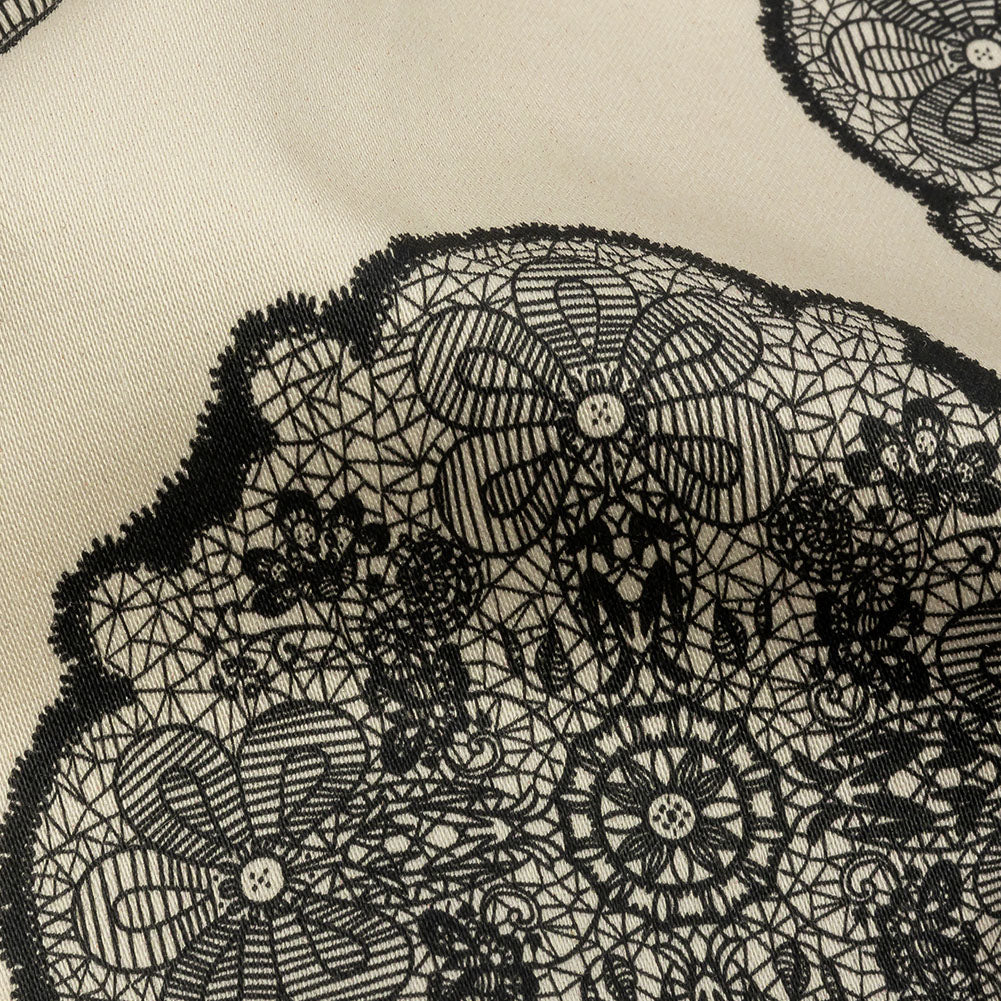 Stretch Cotton Sateen - White Lacy Medallions - Cathedral Windows Print - Mood Exclusive Metro Collection - Detail