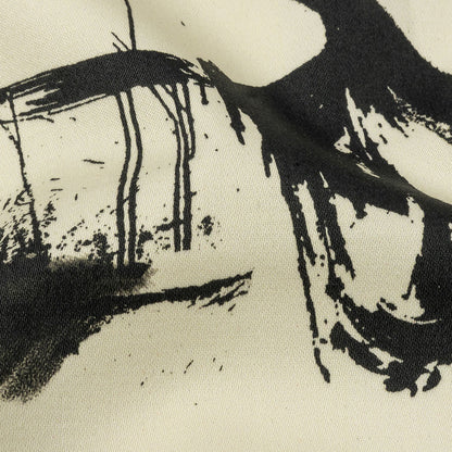 Stretch Cotton Sateen - Black and White Abstract - Subway Lines Print - Mood Exclusive Metro Collection