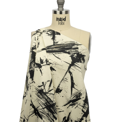 Stretch Cotton Sateen - Black and White Abstract - Subway Lines Print - Mood Exclusive Metro Collection