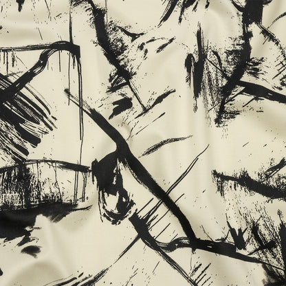 Stretch Cotton Sateen - Black and White Abstract - Subway Lines Print - Mood Exclusive Metro Collection