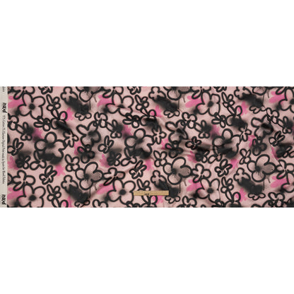 Stretch Cotton Sateen - Pink and Black Spraypaint Floral - Street Sketch Print - Mood Exclusive Metro Collection