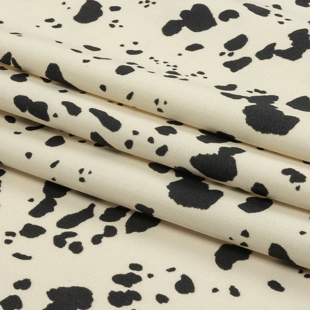 Stretch Cotton Sateen - Black and White Dalmatian Spots - Fire Dogs Print - Mood Exclusive Metro Collection - Folded