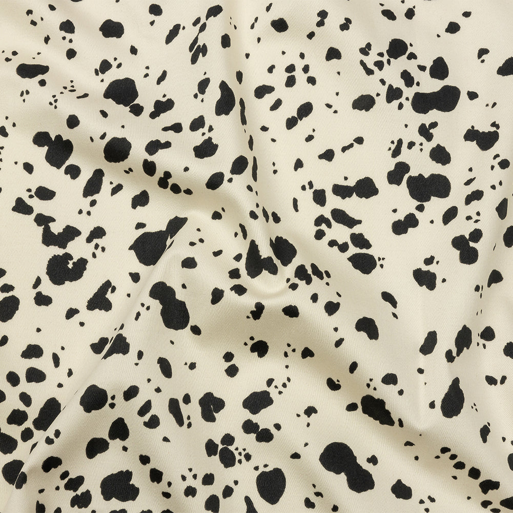 Stretch Cotton Sateen - Black and White Dalmatian Spots - Fire Dogs Print - Mood Exclusive Metro Collection