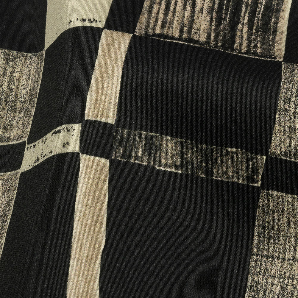 Stretch Cotton Sateen - Black and White Checks - City Blocked Print - Mood Exclusive Metro Collection - Detail