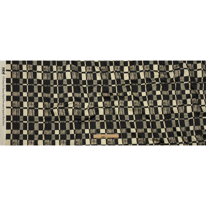 Stretch Cotton Sateen - Black and White Checks - City Blocked Print - Mood Exclusive Metro Collection