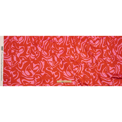 Stretch Cotton Sateen - Pink and Red Abstract - Show Goes On Print - Mood Exclusive Metro Collection