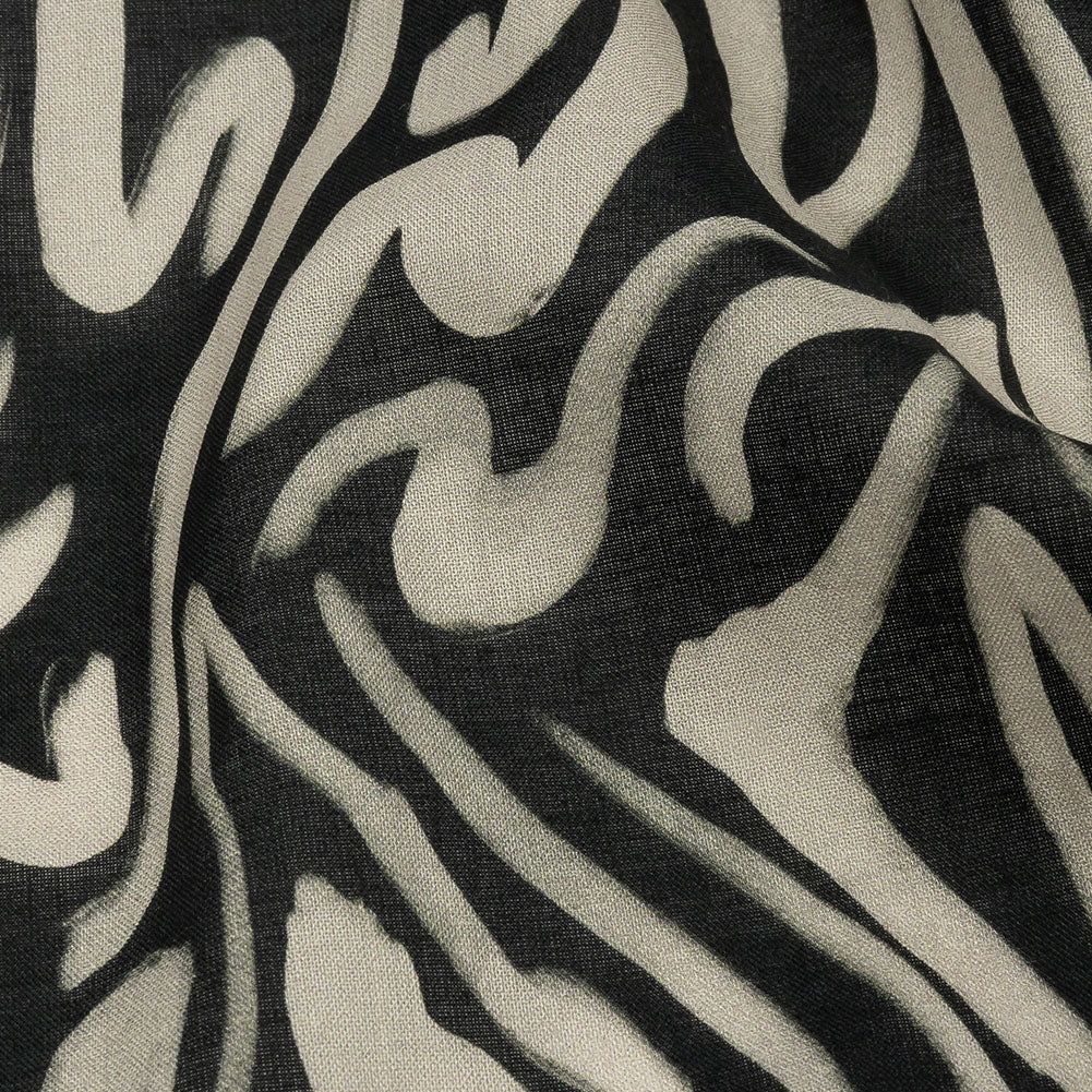 Cotton Voile - Black and White Abstract Lines - Gallery Tour Print - Mood Exclusive Metro Collection