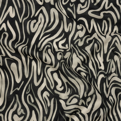Cotton Voile - Black and White Abstract Lines - Gallery Tour Print - Mood Exclusive Metro Collection
