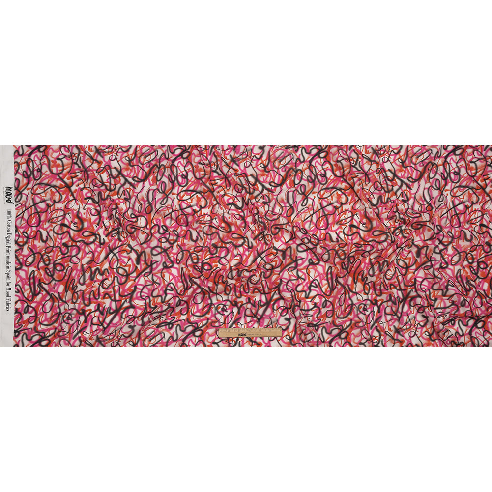 Cotton Voile - Pink Spraypaint Scribbles - Love Notorious Print - Mood Exclusive Metro Collection