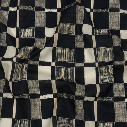 Cotton Voile - Black and White Checks - City Blocked Print - Mood Exclusive Metro Collection