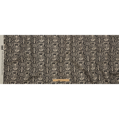 Linen and Rayon Woven - Black and White Floral Rows - Park Avenue Print - Mood Exclusive Metro Collection