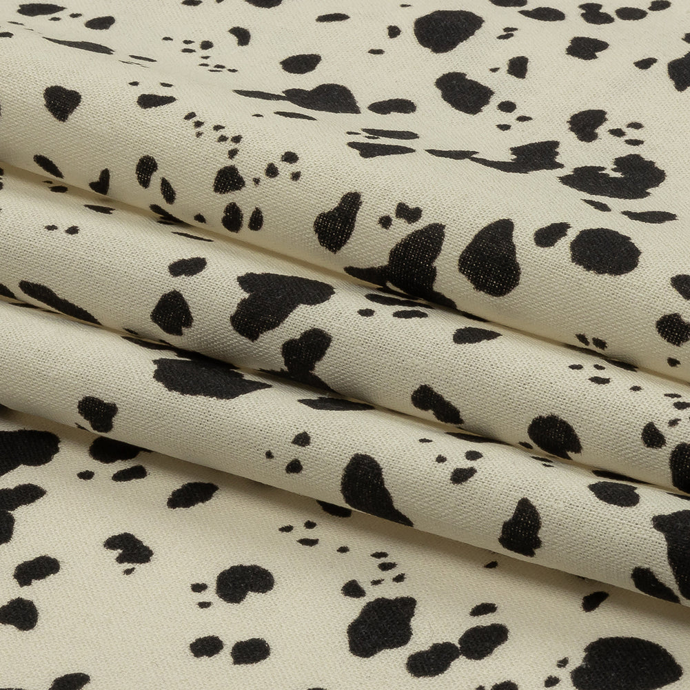 Linen and Rayon Woven - Black and White Dalmatian Spots - Fire Dogs Print - Mood Exclusive Metro Collection