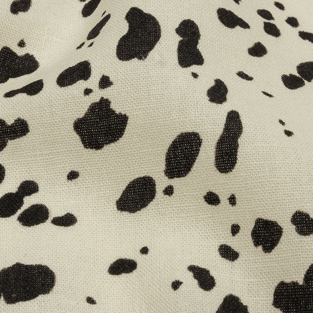 Linen and Rayon Woven - Black and White Dalmatian Spots - Fire Dogs Print - Mood Exclusive Metro Collection